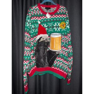 Ugly Christmas Sweater Xmas Size Large Sloth Beer NWT